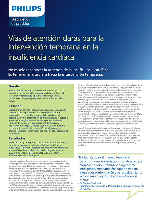 Portada del art&iacute;culo de Philips sobre soluciones para identificar protocolos asistenciales claros para la intervenci&oacute;n temprana en la insuficiencia cardiaca (Descargar .pdf)