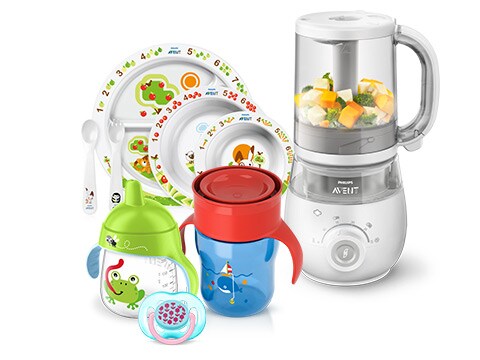 Productos para bebés en crecimiento: máquina para preparar alimento y productos para beber para niños pequeños